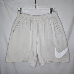 Mens Nike Sportswear NSW Graphic Club Short Sweat Shorts Light Bone Beige Size L